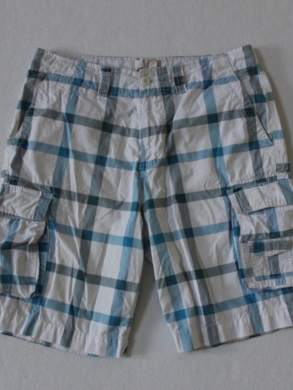 Op Cargo Shorts Vintage Y2K plaid blue and navy plaid Ocean Pacific